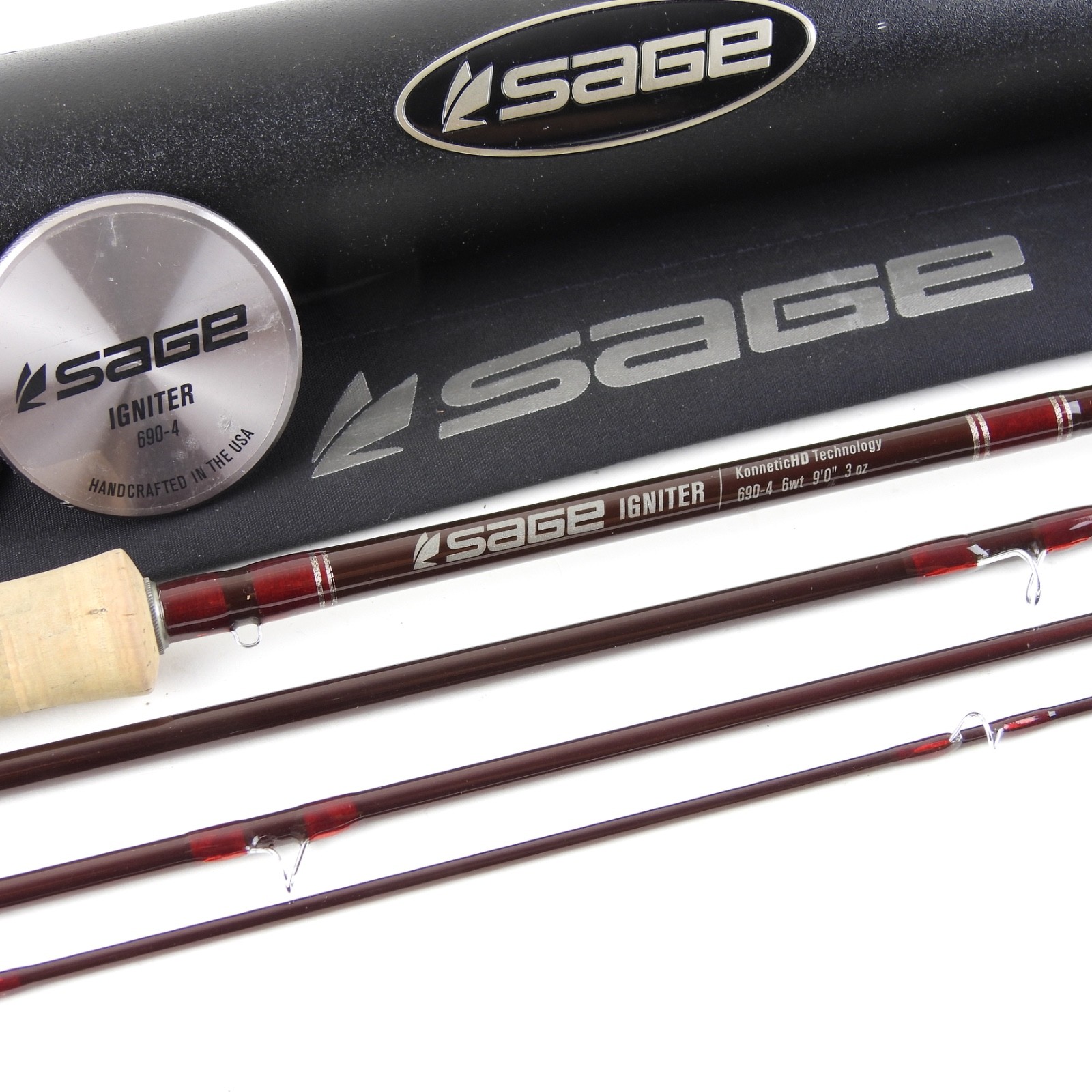 Sage Igniter 690-4 Fly Fishing Rod. 9’ 6wt. W/ Tube & Sock.