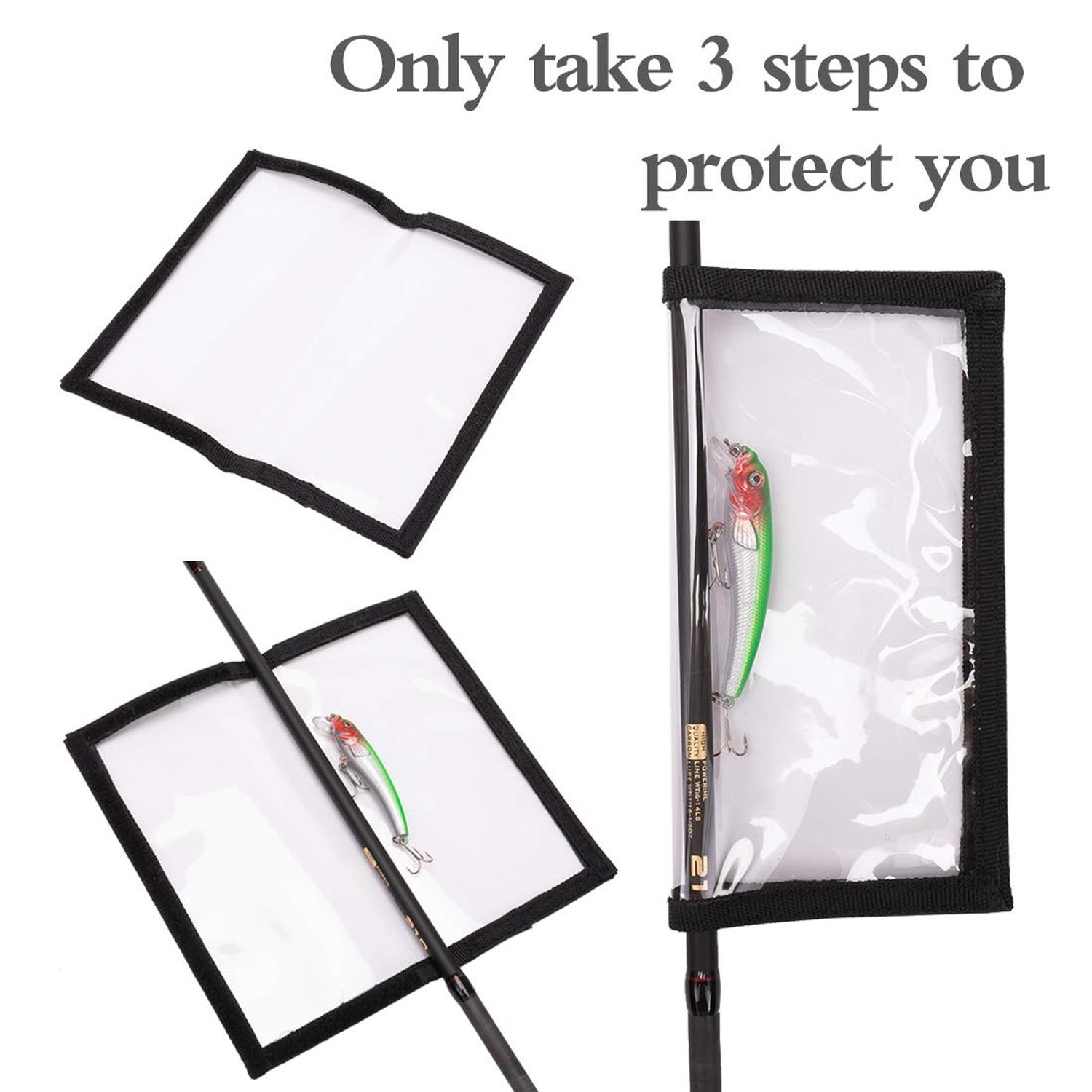 20pcs Fishing Lure Wraps Fishing Rod Belts 5Large 4.3″ W x 7.9″ L + 5Medium 3…