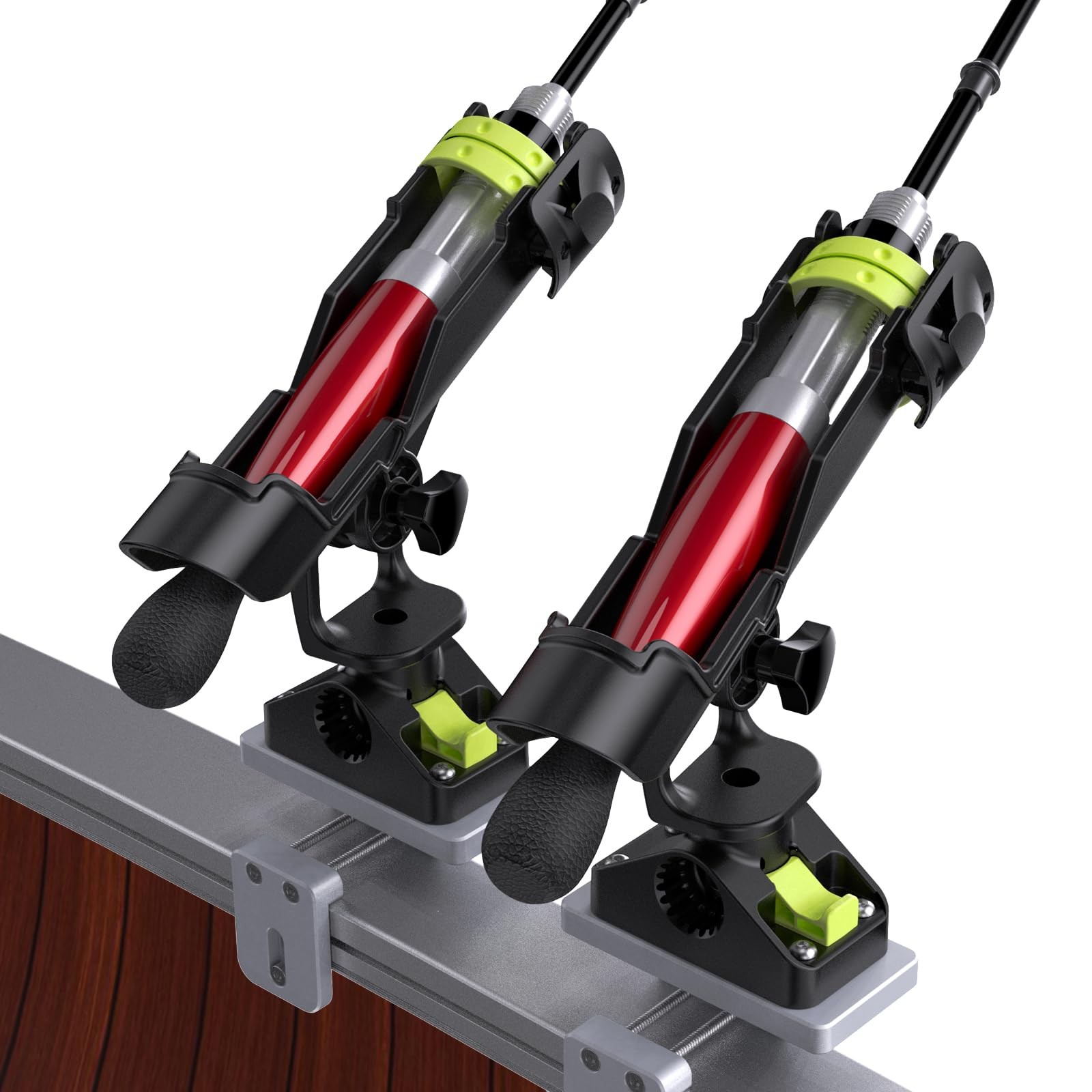 Boat Fishing Rod Holder Square Rail Mount, 360° Adjustable, Durable ABS/Steel