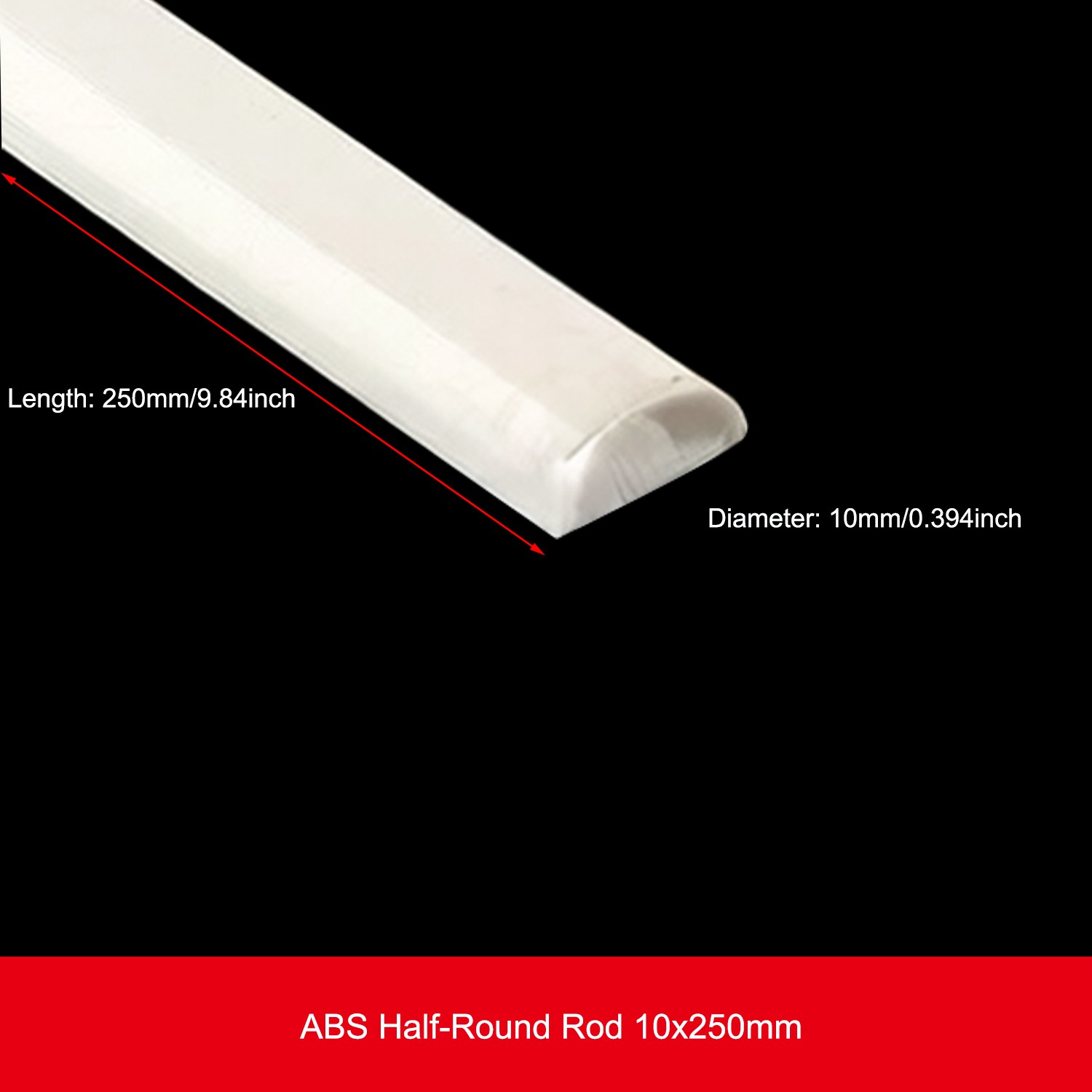 10x 250mm Long Half Round ABS Plastic Rods for DIY Model Making Sand Table