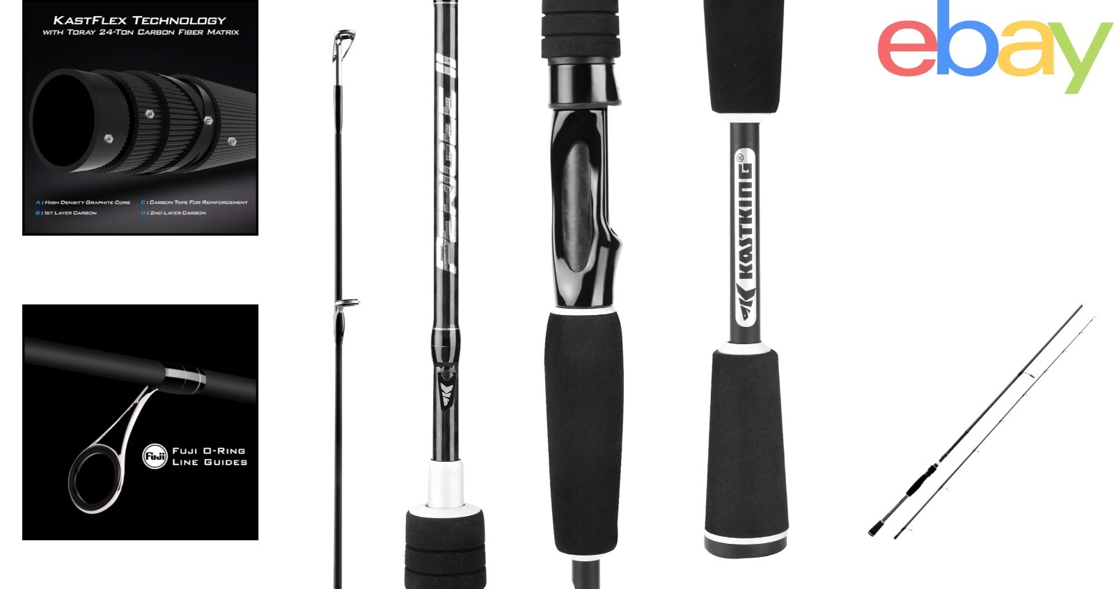 Medium Heavy Fast Action Fishing Rod for Bass, Catfish, Salmon – 2 Pieces