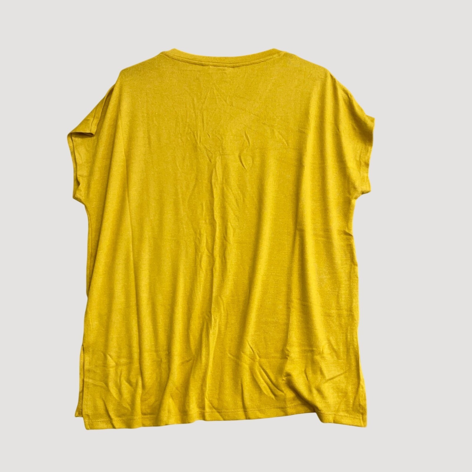 Orvis Women’s L Yellow V-Neck Short Sleeve Top Polyester Blend P0373