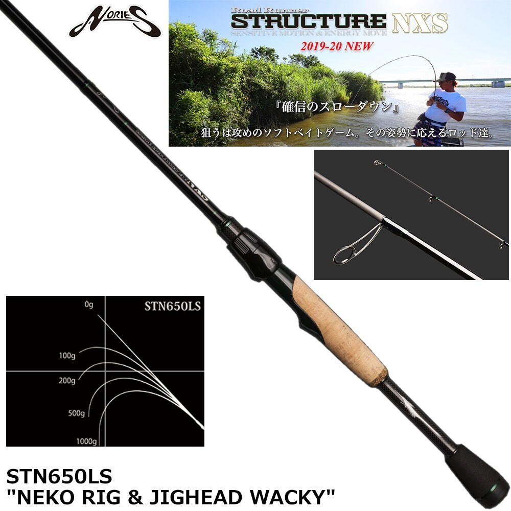 NORIES ROAD RUNNER STRUCTURE NXS STN650LS NEKO RIG & JIGHEAD WACKY Spining rod