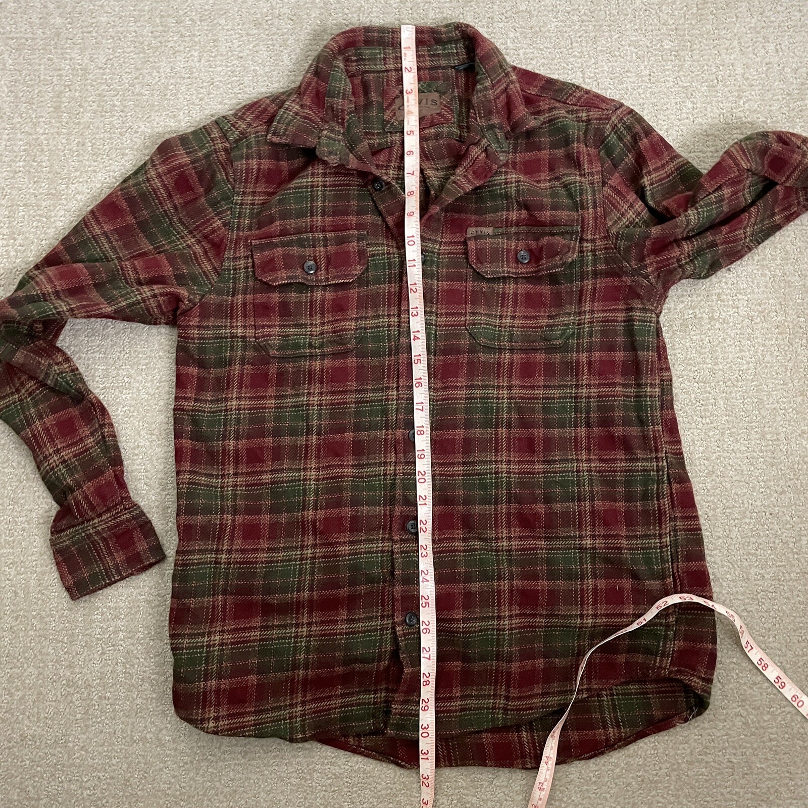 Orvis Plaid Flannel Shirt Mens Size Medium