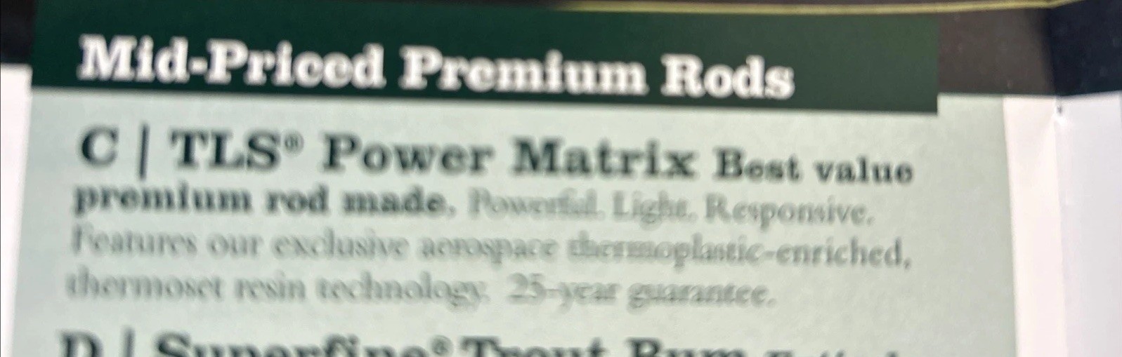 Orvis TLS Power Matrix Fly Rod. 9.5 length wt 3.625 6WT line tip flex 9.5 Mint