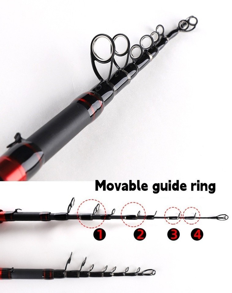 Telescopic Fishing Rod 7′ Baitcast Lure Rod Carbon Fiber Spinning Casting Travel