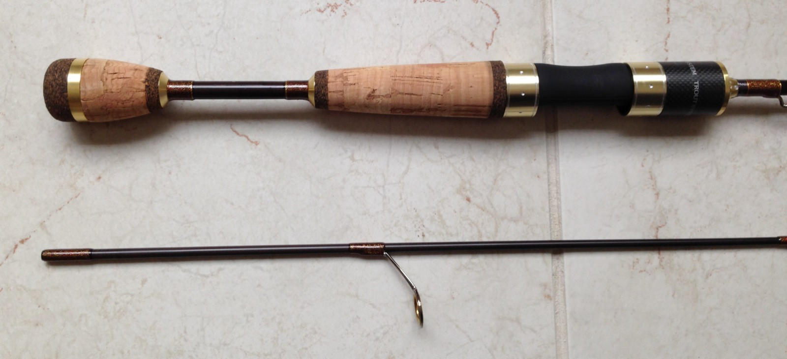 High modulus Graphite Trout Spin Rod – 2 section 6’0″ – Light Guides -New