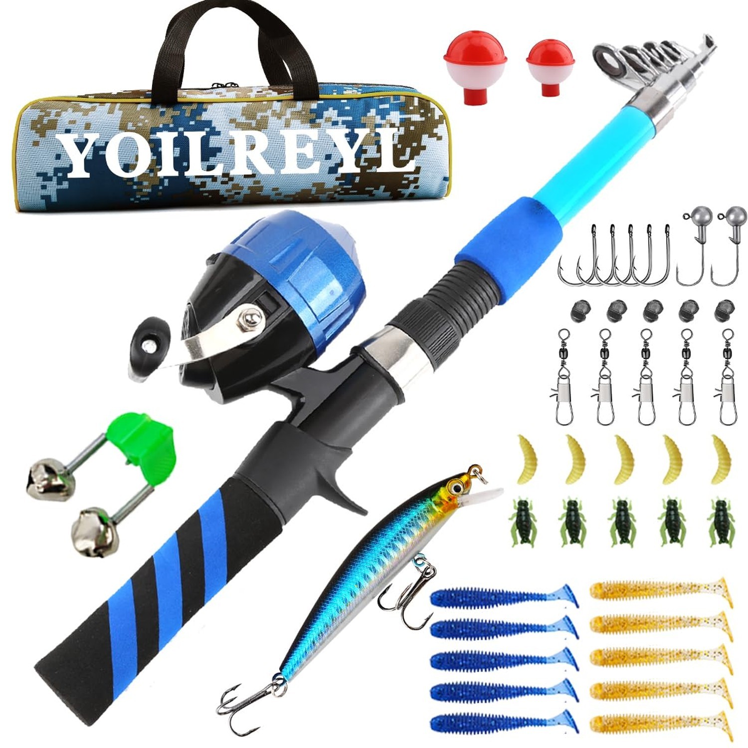 Collapsible Telescopic Fishing Rod and Reel Combo Push Button Small Fishing P…