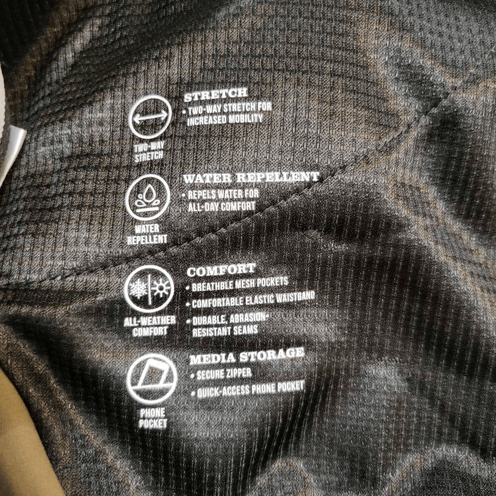 Orvis Mens Tech Pants Olive Green Nylon Water Repellent Zip Fly Size 38 x 34
