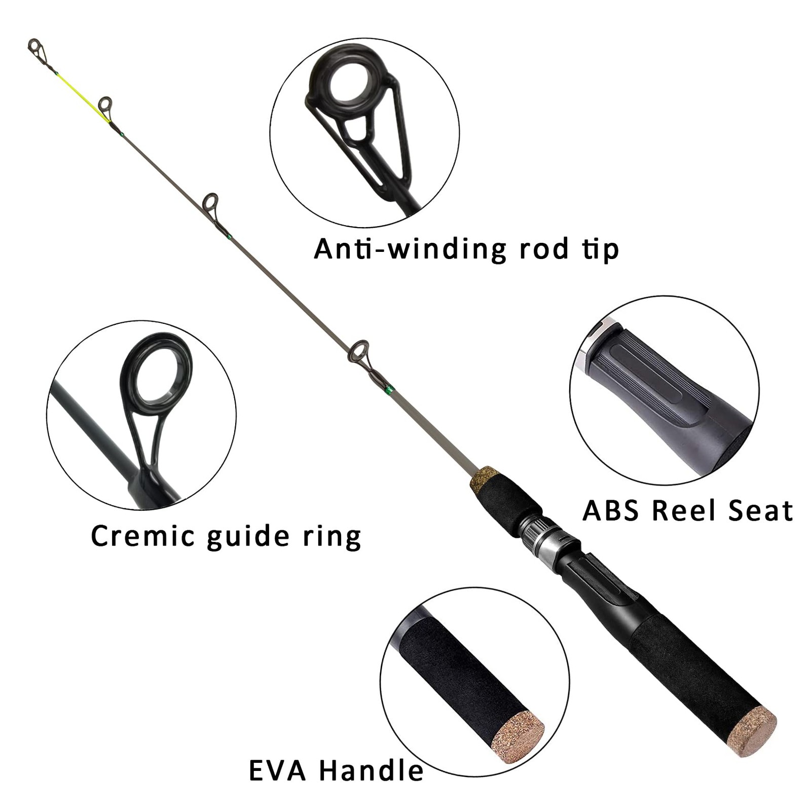 Aventik Ultralight Ice Fishing Rod Reel Combo 26//28/30/32 inch Medium Light Fas