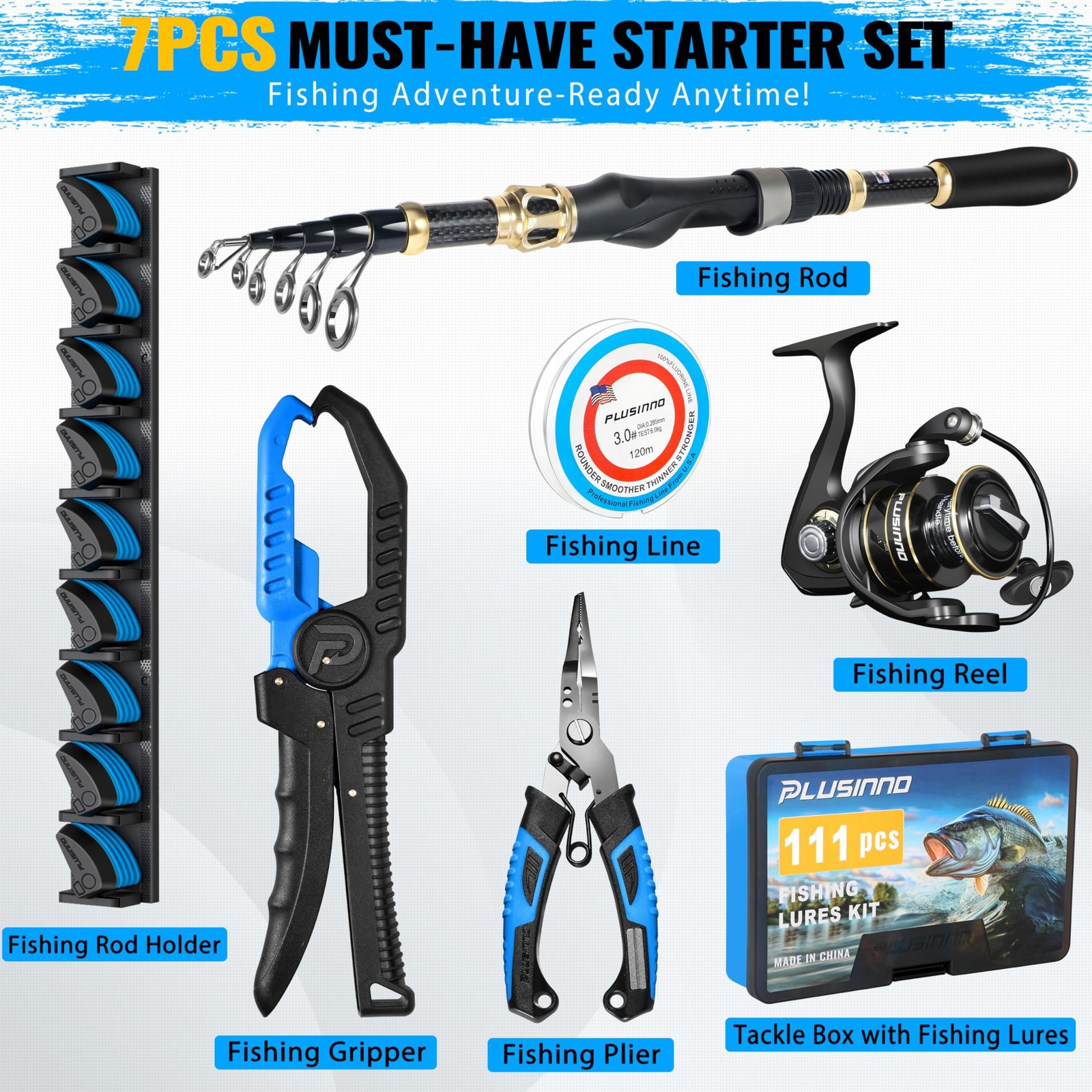 PLUSINNO Fishing Gear,Full Fishing Pole kit Include Fishing Rod and Reel Comb…