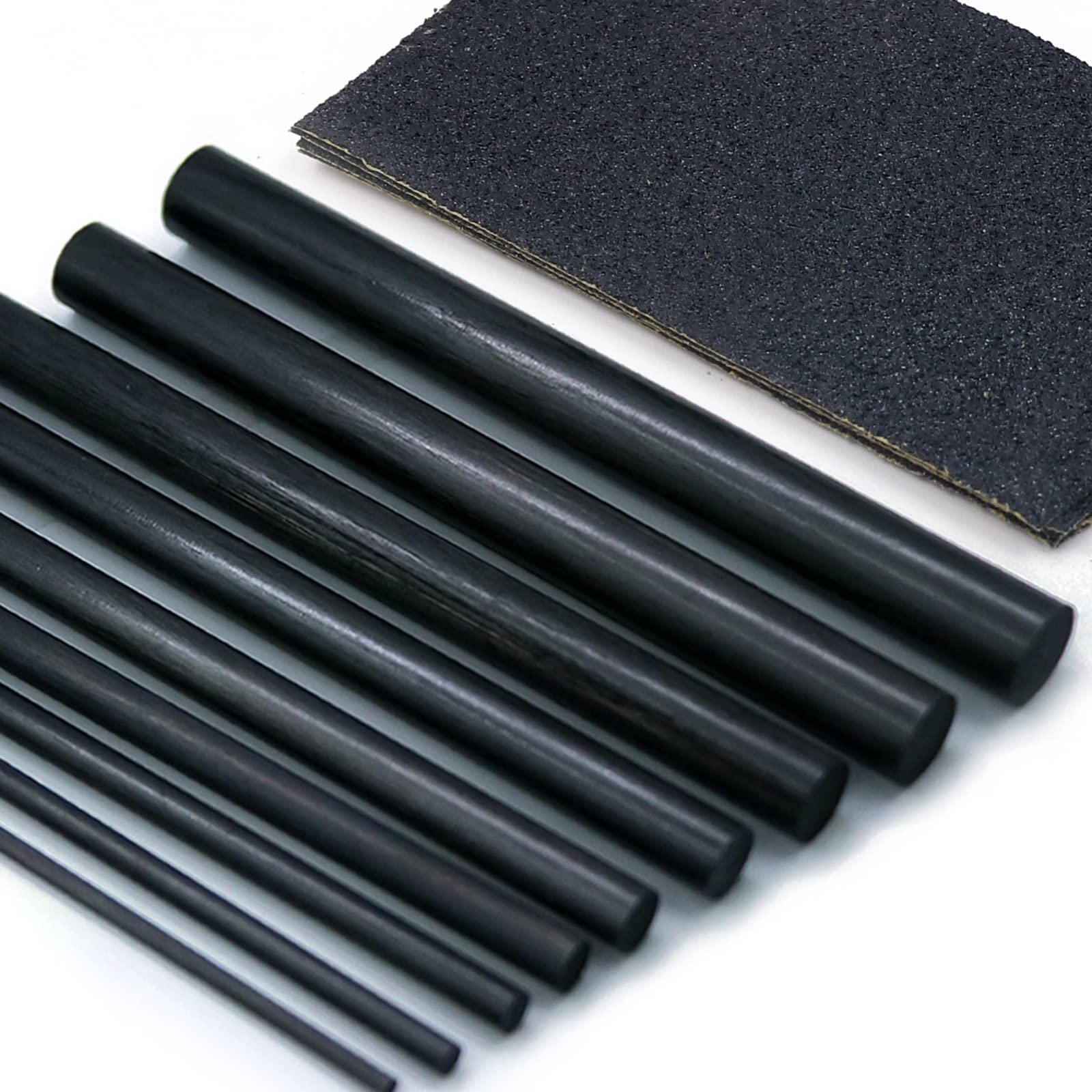 Fishing Rod Repair Kit Complete,10pcs Carbon Fiber Sticks with 5pcs Sandpaper…