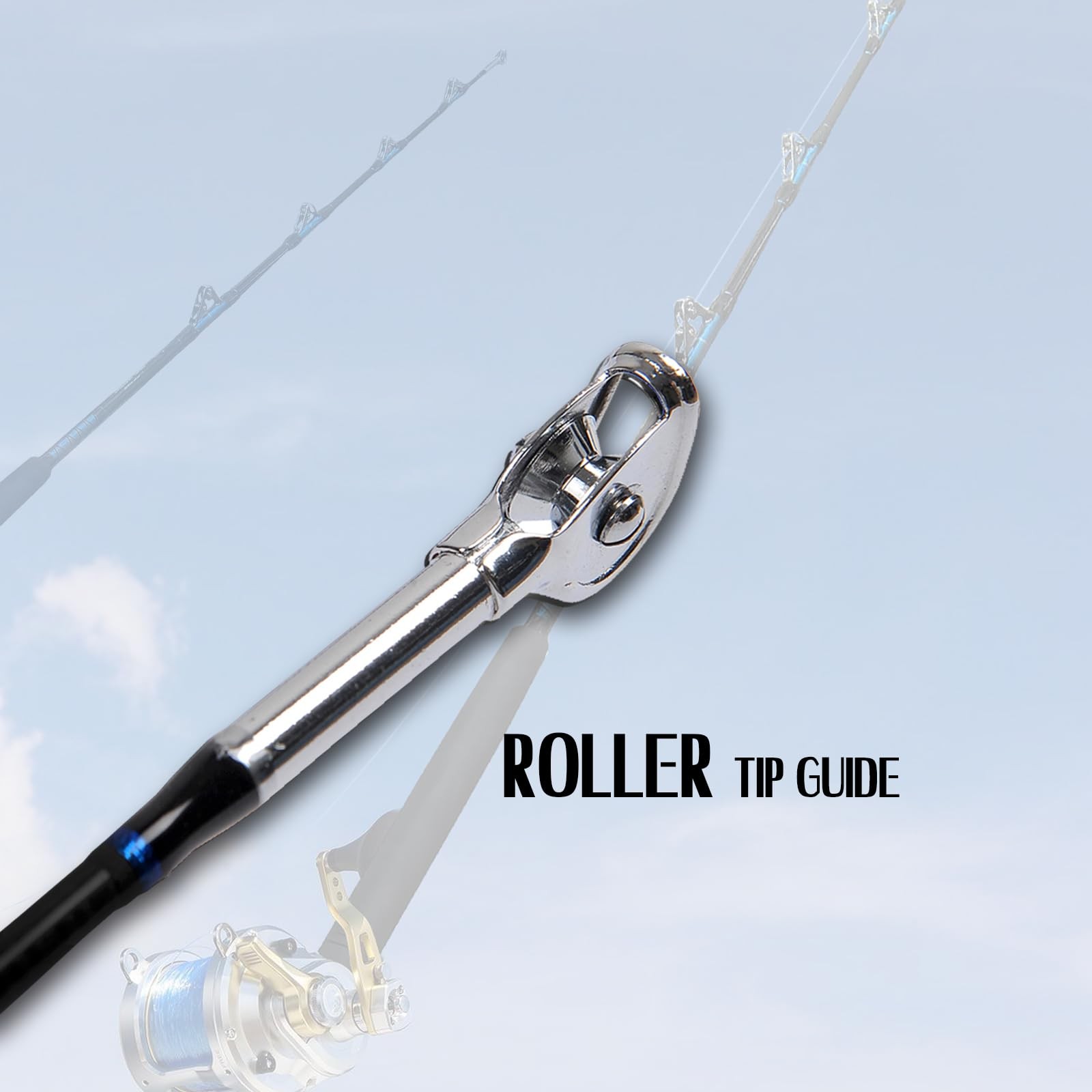 Fiblink Saltwater Offshore Heavy Trolling Fishing Rod 6′, Blue,Silver,Black