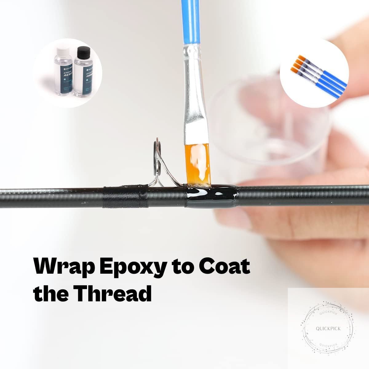 Fishing Rod Repair Kit with Epoxy Glue, Wrapping Thread Clipper and Masking Tape