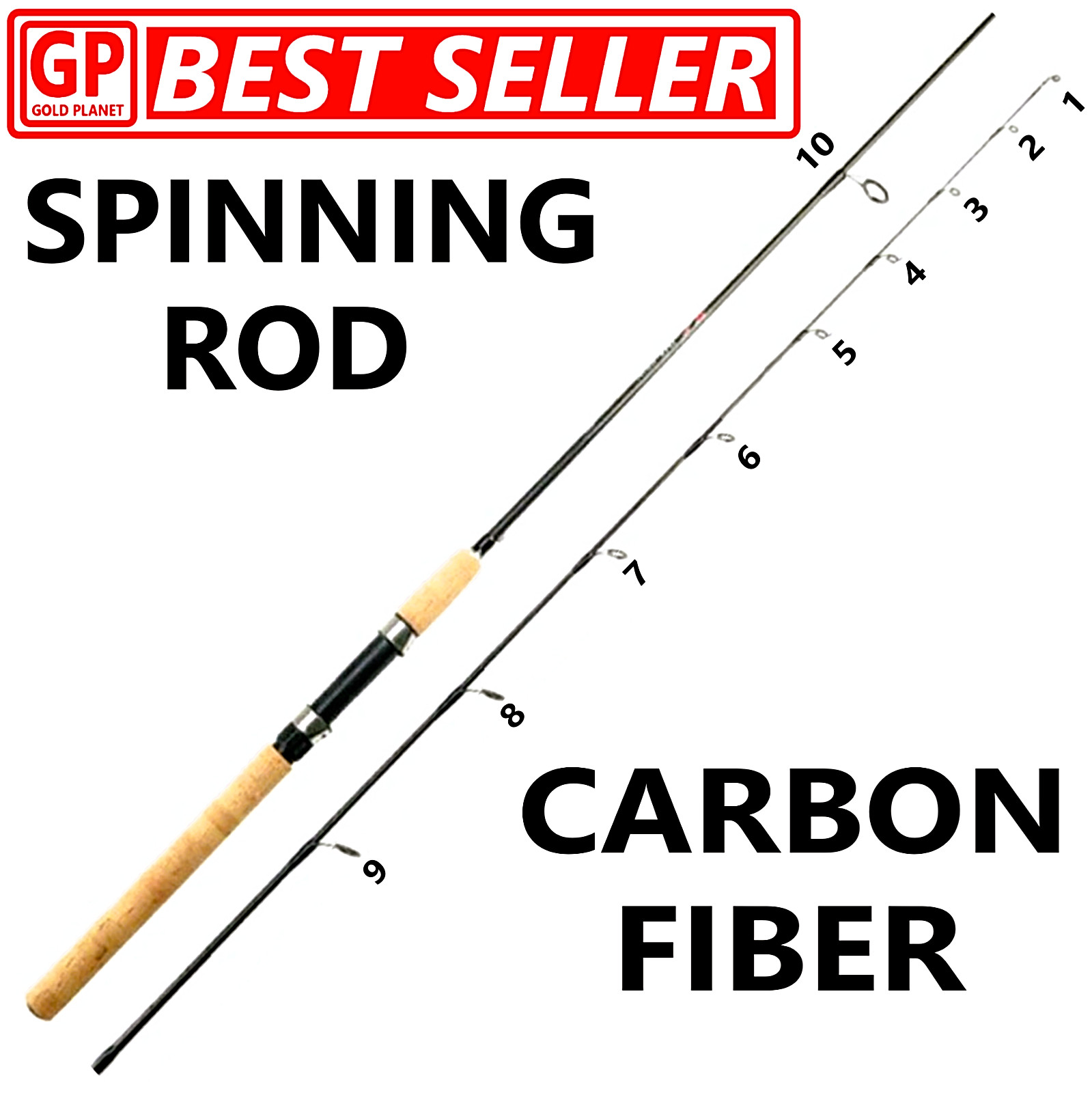 Fishing Pole Spinning Rod Carbon Fiber Portable Medium Fast Lightweight 7f 8f 9f