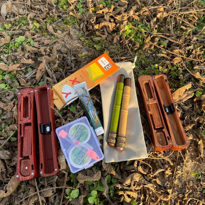 Ultralight Tenkara Rod Wooden Storage Box Portable Short Section Travel Kit