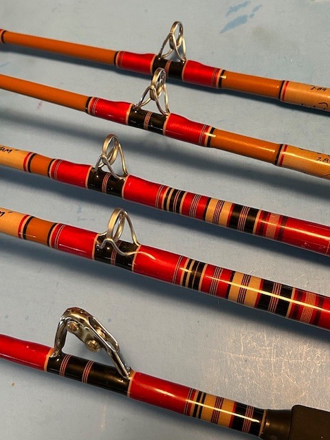 MATCHING SET OF 5 RARE CUSTOM BUILT CALSTAR FISHING RODS BY YO’S CUSTOM RODS