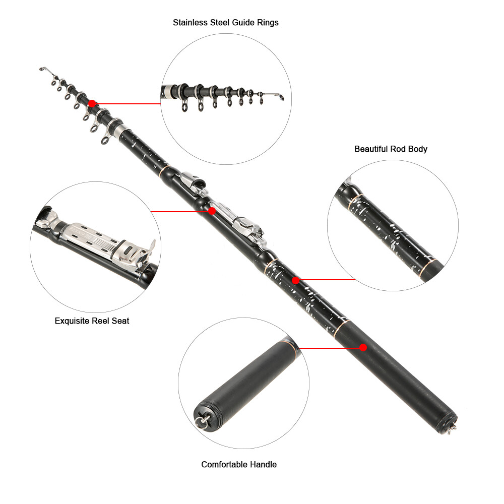 High-tensile 2.4m Carp Fishing Rod Carbon Retractable Rod Tackle O1V2