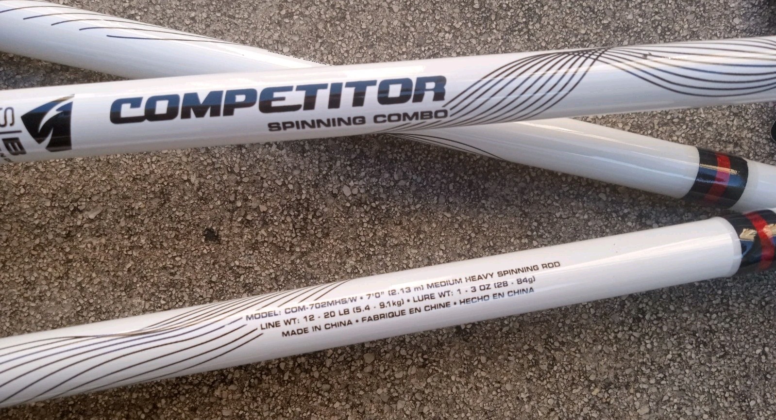 new lot of 3 South Bend Competitor 7ft. 2Pc spinning Rod white medium heavy