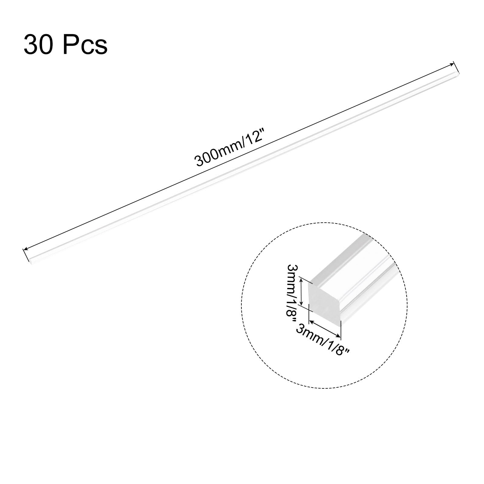 30pcs Acrylic Square Rods 3mm x 300mm Clear Acrylic Dowel Rods Sticks Acrylic…