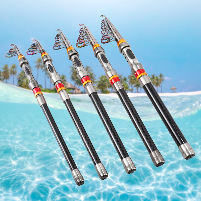 5 Sizes Carbon Fiber Telescopic Fishing Rod Sea Saltwater Portable Spinning Pole