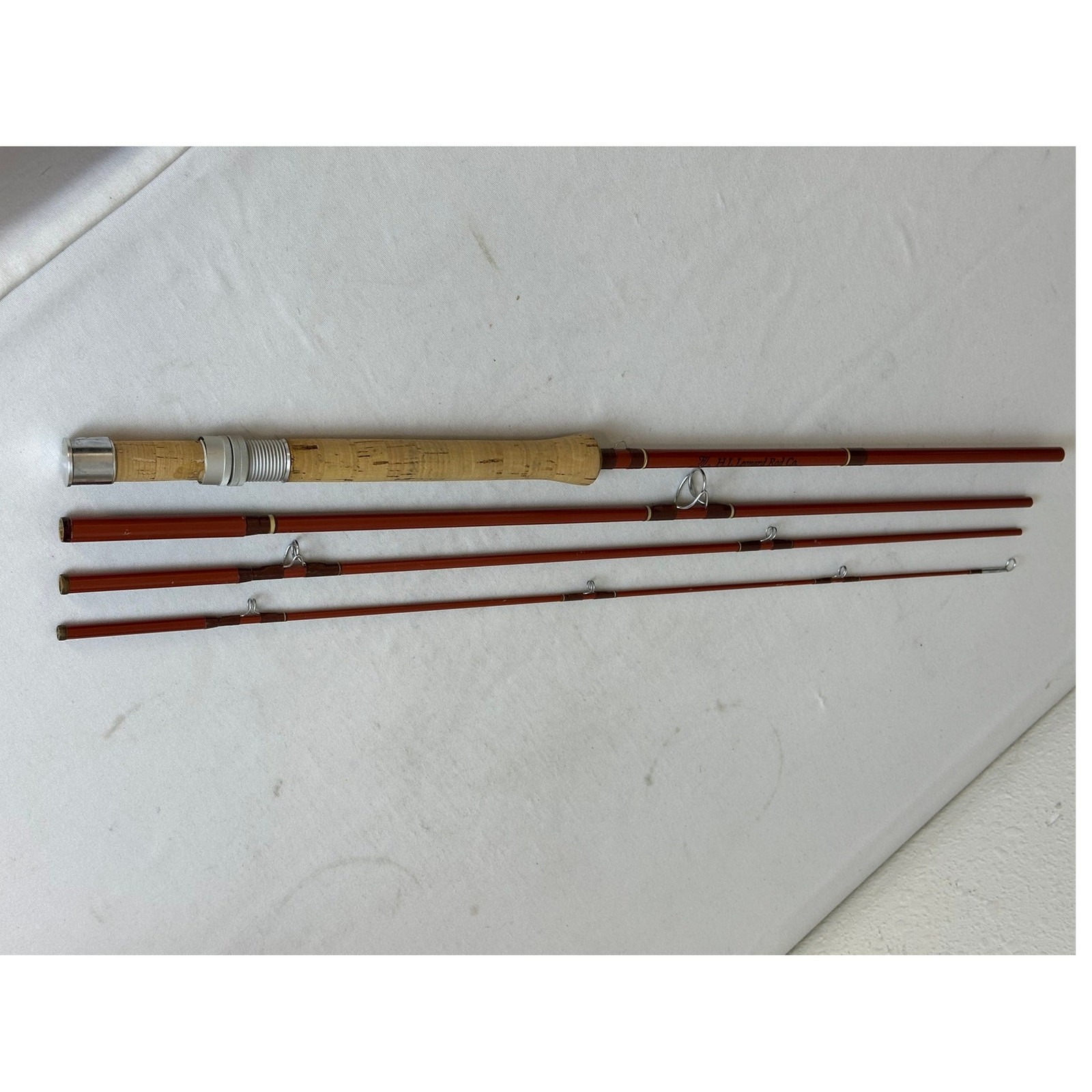 Vintage 1980s H.L. Leonard LFS470 7′ Fiberglass Spinning Fishing Rod #6 4Pc USA