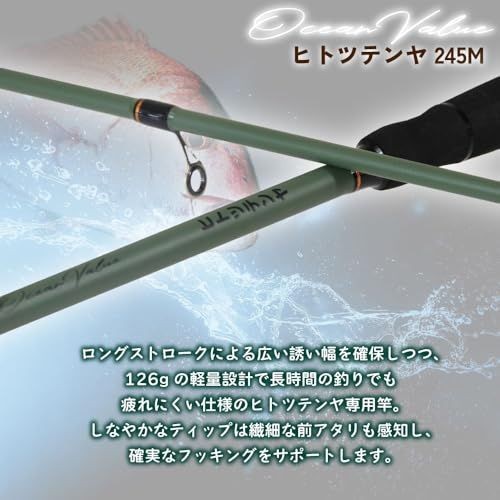 Ocean Hitotsutenya 245M Boat Fishing Rod, 2-piece, 126cm folded, 3-12lb