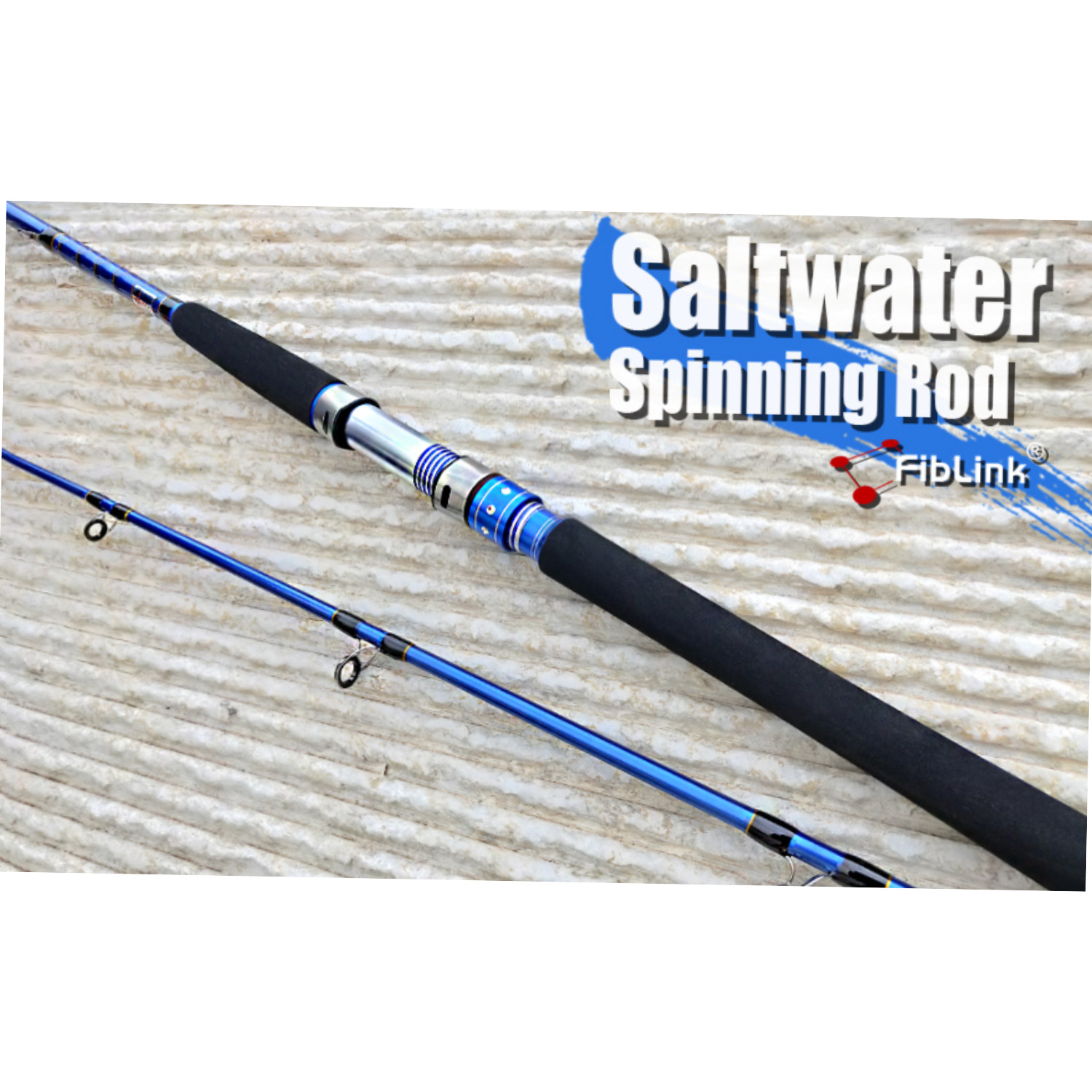 Fiblink 2-Piece 7′ Medium Heavy Spinning Rod Saltwater Portable Graphite Durable
