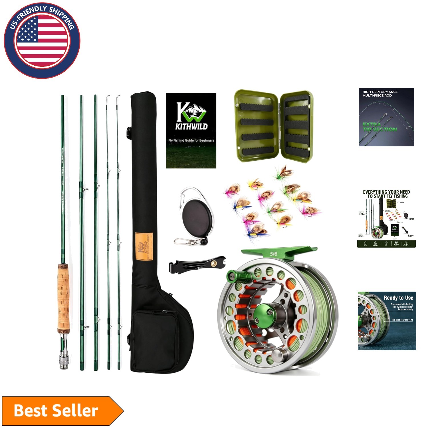 4-Piece Fly Fishing Combo: 5/6 Weight Portable Rod and Pre-Loaded Reel Set