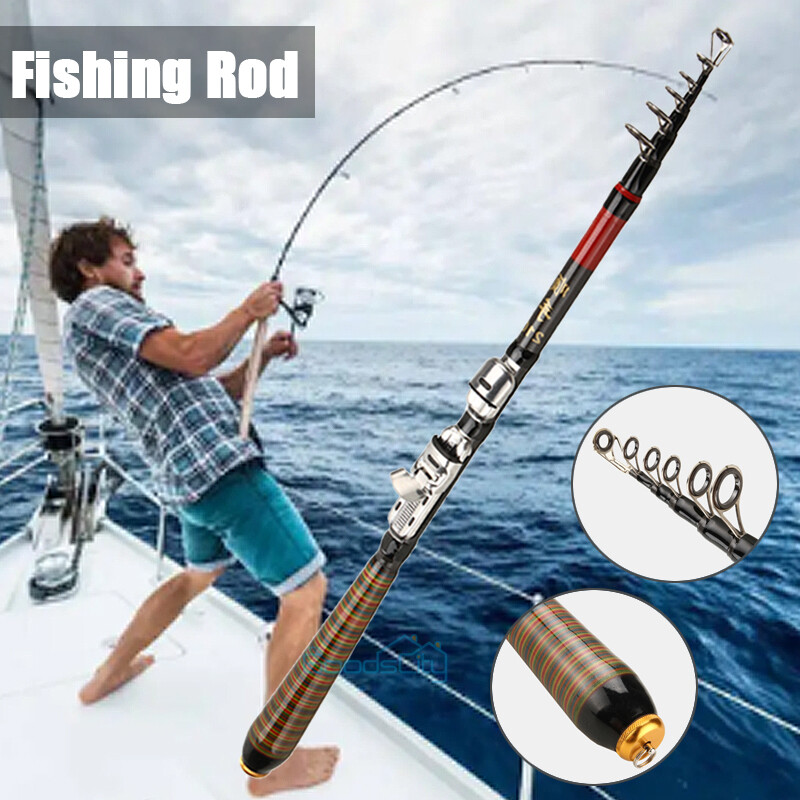 Carbon Fiber Telescopic Fishing Rod Sea 20-70LB Saltwater Portable Spinning Pole