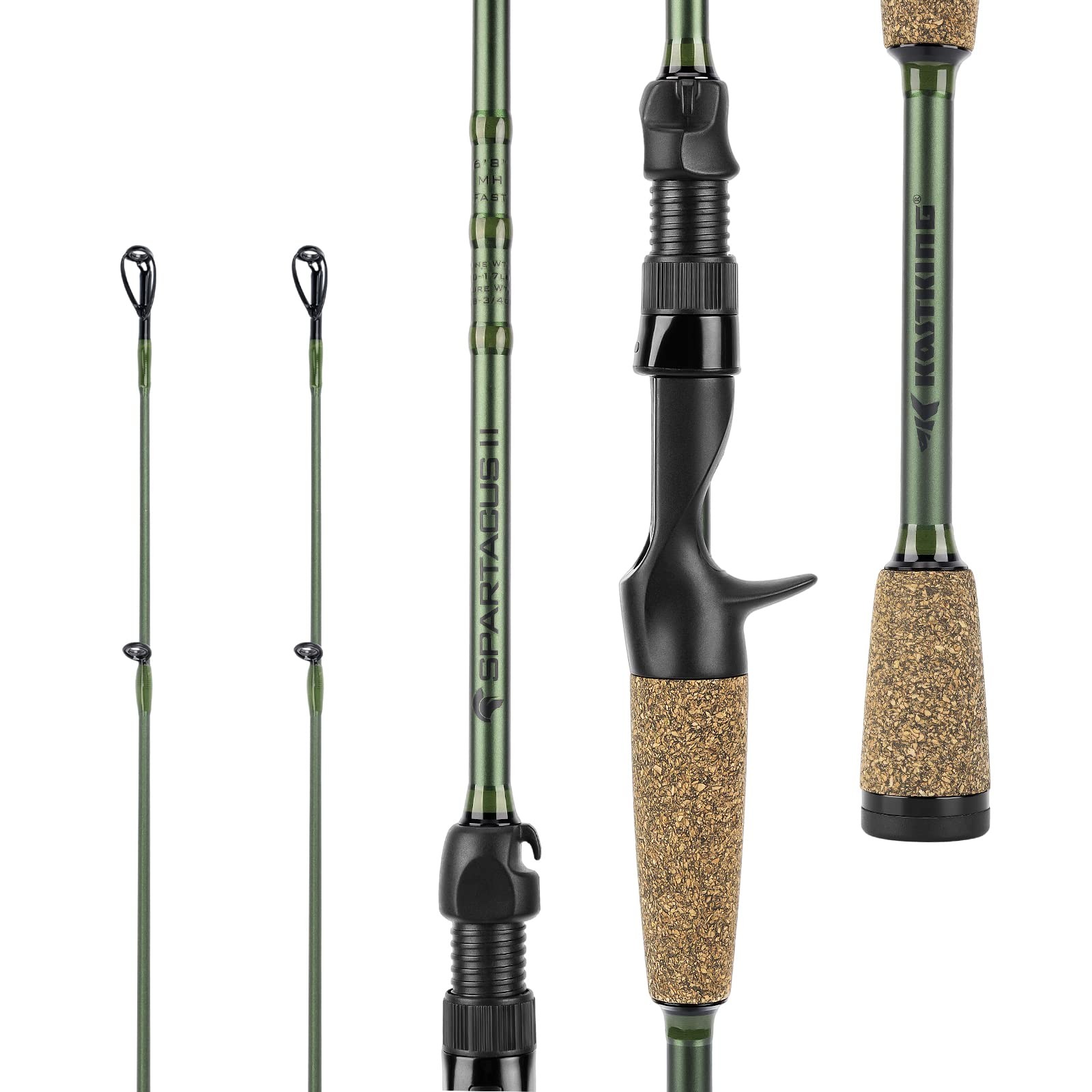 KastKing Spartacus II Twin Tip Fishing Rods, Cast – 6’8″ – MH Power – Fast