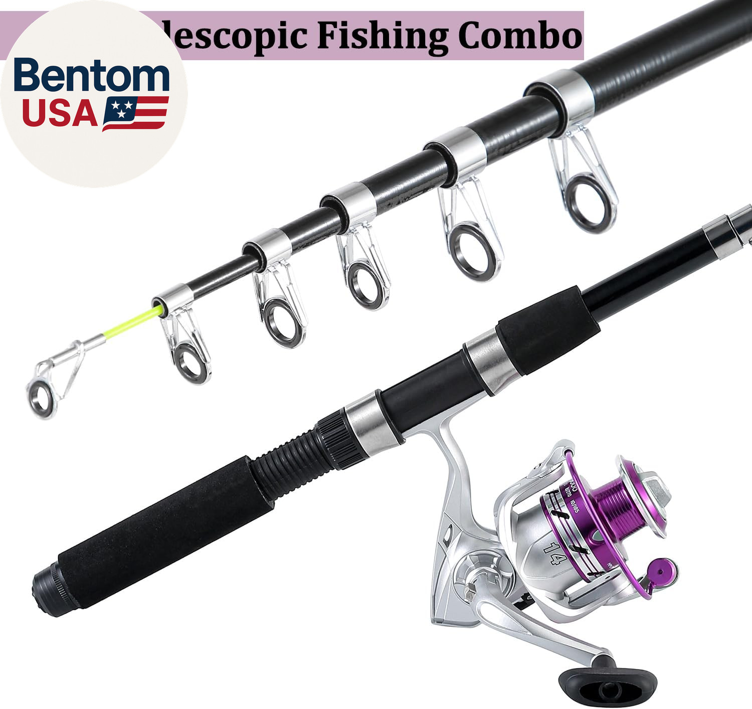 Fishing Pole Combo, 6.9Ft 2Pcs Telescopic Rods Set, Collapsible Fishing Rods, 2P