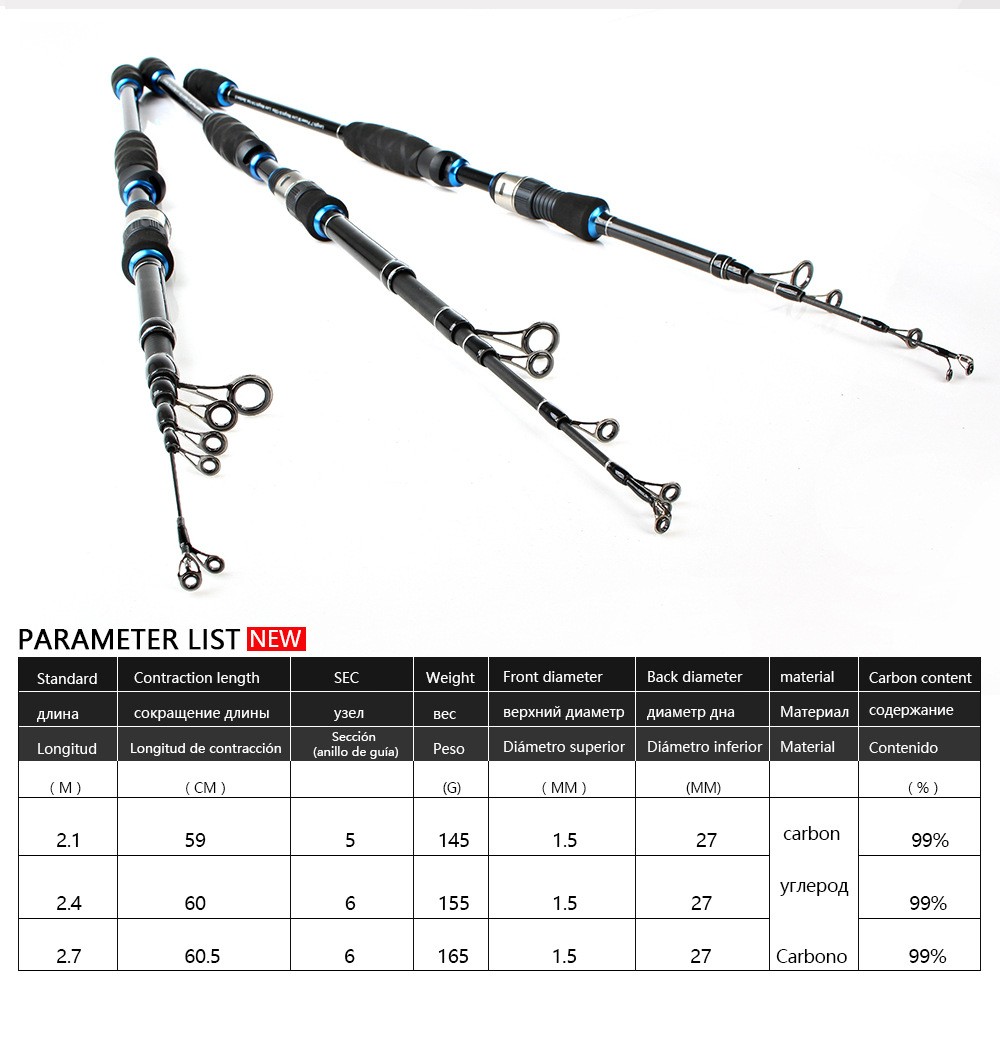 For Lure Fishing Carbon Fiber Fishing Rod Portable Fishing Rod Fishing Trip