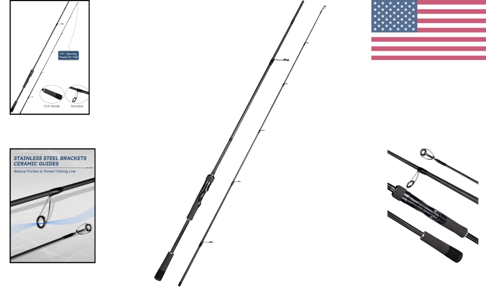 Carbon Fiber Fishing Rod Series 6-12 Ft, Spinning & Casting Rods with Stainle…
