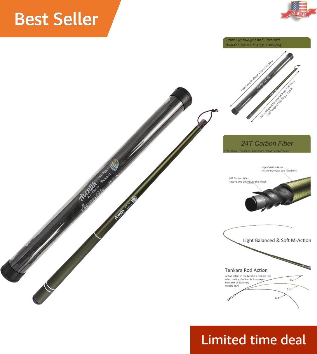 7ft FreshStart Tenkara Rod Kit: Easy to Cast, Durable, and Compact Design