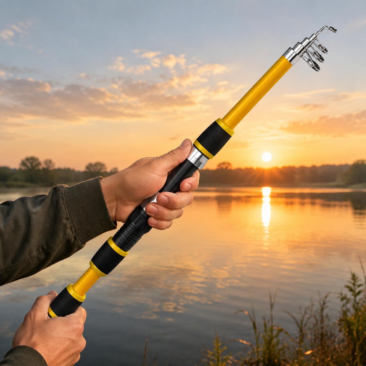 Telescopic Fishing Rod Set, 1.8m Fiberglass Saltwater Fishing Pole Kit,
