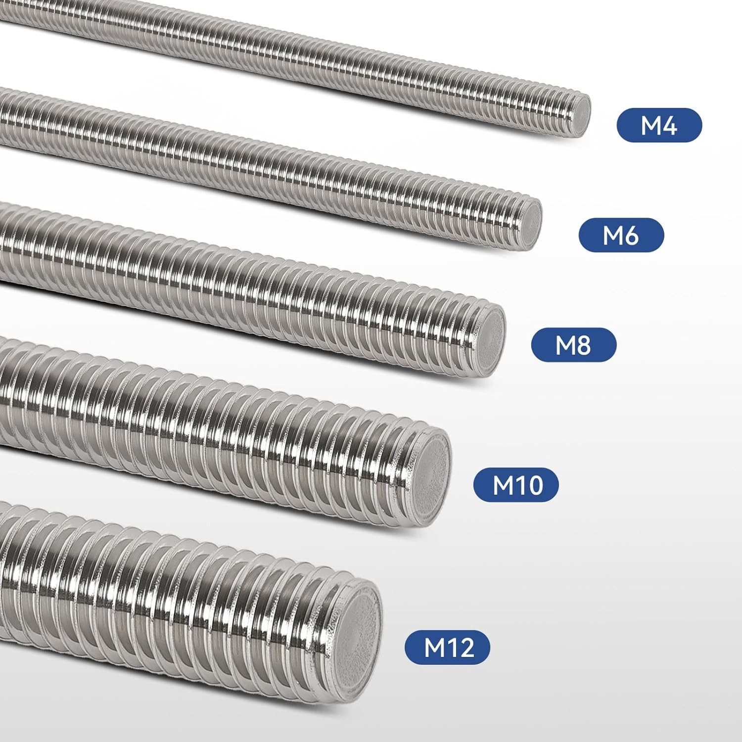 304 Stainless Steel M6 Threaded Rod Collection