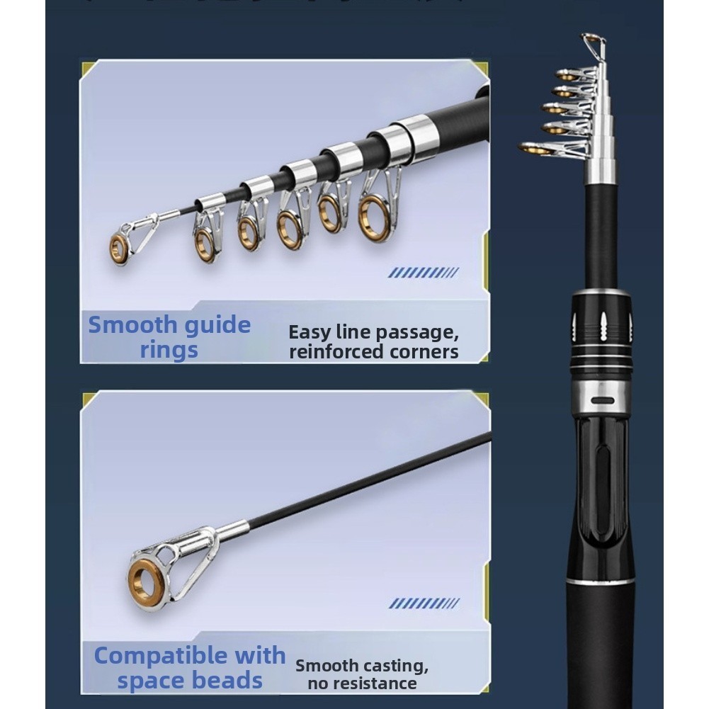 Carbon Fiber Telescopic Rod 32cm Collapsed 1.6m 1.8m 2.1m 2.4m Angling Tool