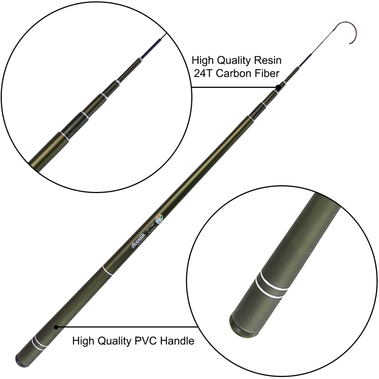 7ft/8ft Tenkara Rod Kit – Lightweight, Durable 24T Carbon Fiber, Easy to Cast, B