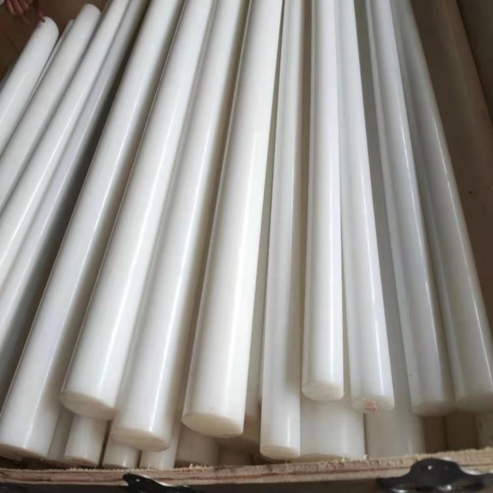 2 PCS White 1×13 Inch HDPE High Density Polyethylene Round Plastic Rod