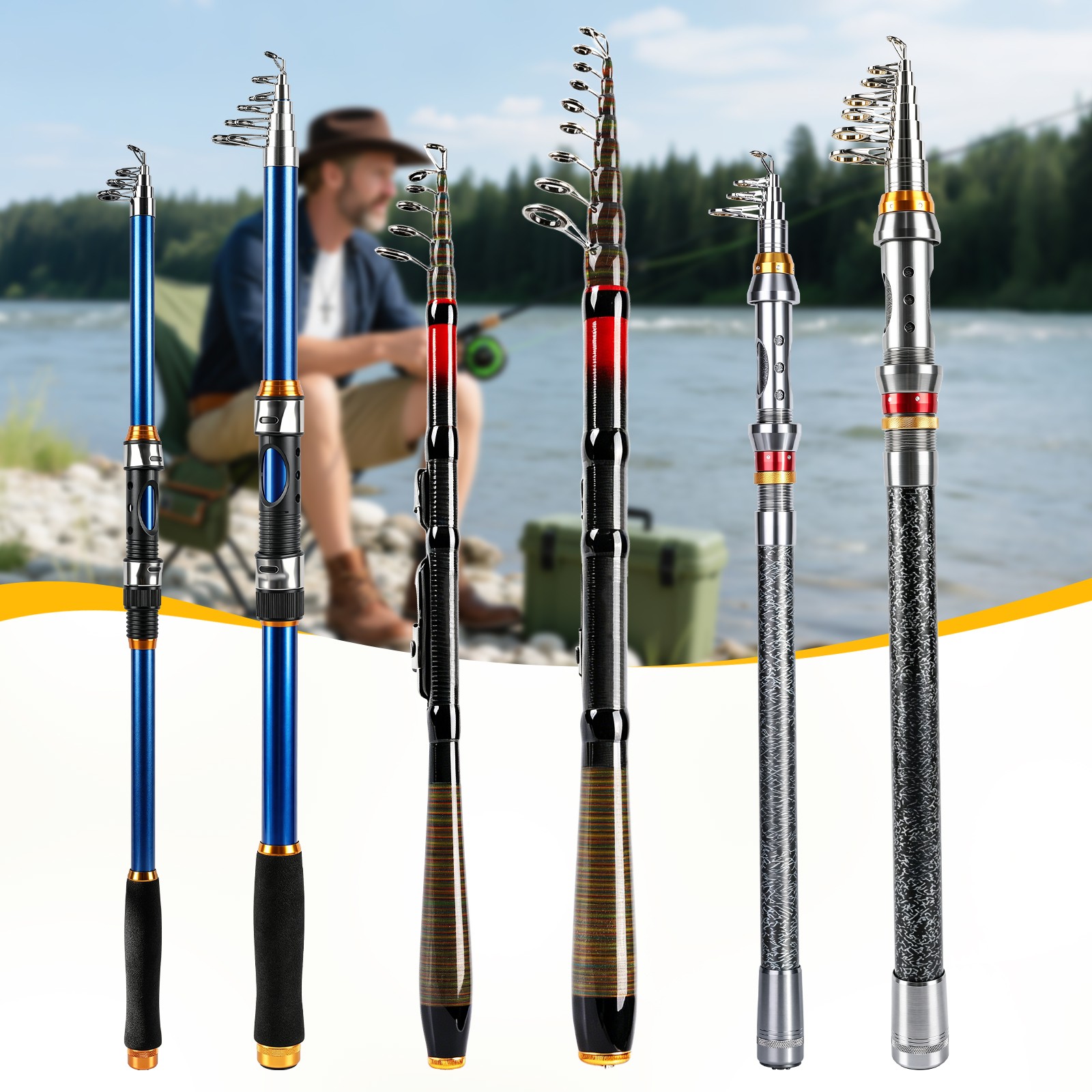 Carbon Fiber Telescopic Fishing Rod Sea Saltwater Freshwater Spinning Pole New