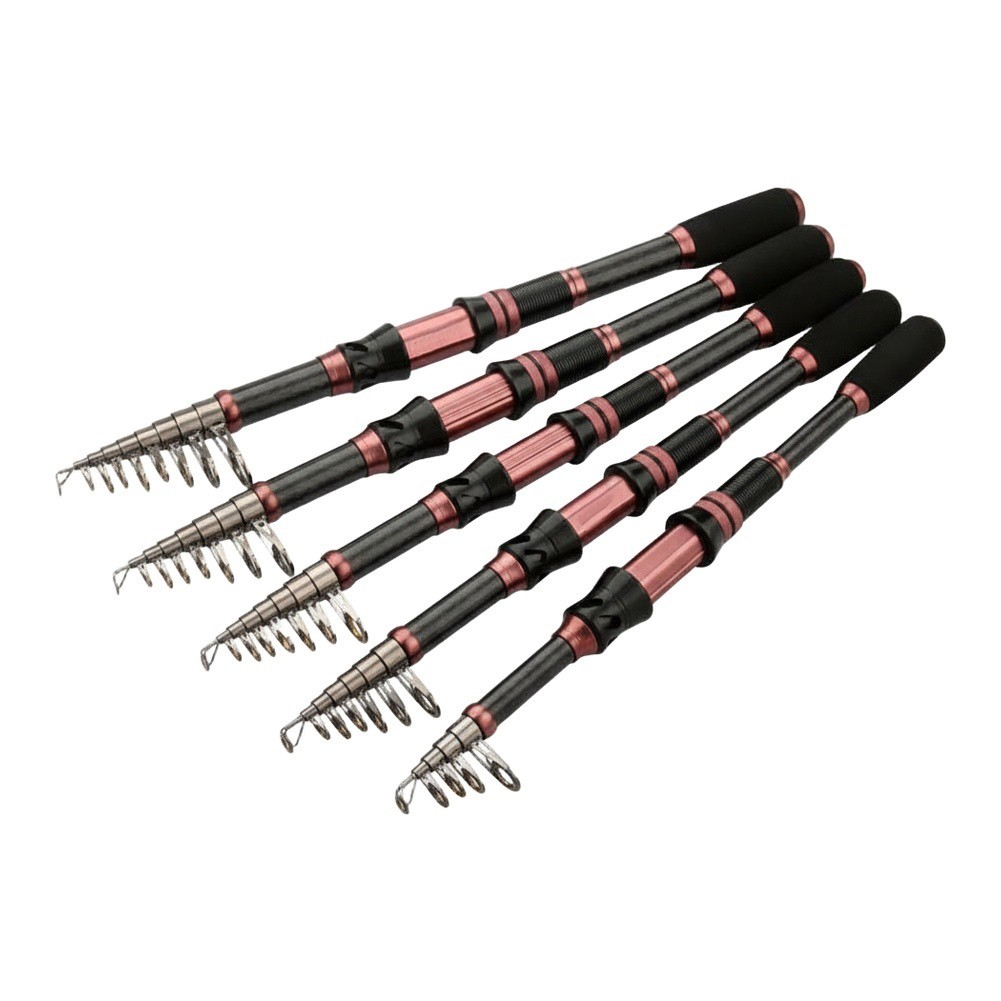 Carbon Fiber Shrink Fishing Rod Black Pink 1 8m 3 0m Sea Pole With Smooth Ring