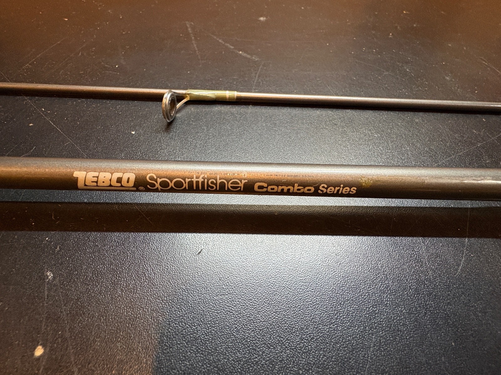 Vintage Zebco SPORTFISHER Combo Series 6′ 2PC Gray Medium Action Spinning Rod