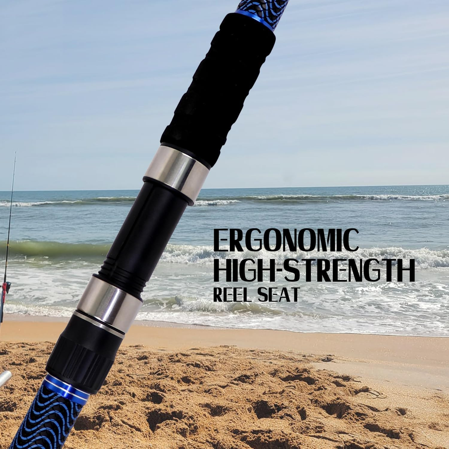 Surf Fishing Rod Carbon Surf Spinning Rod Portable Travel Saltwater Beach Blue S
