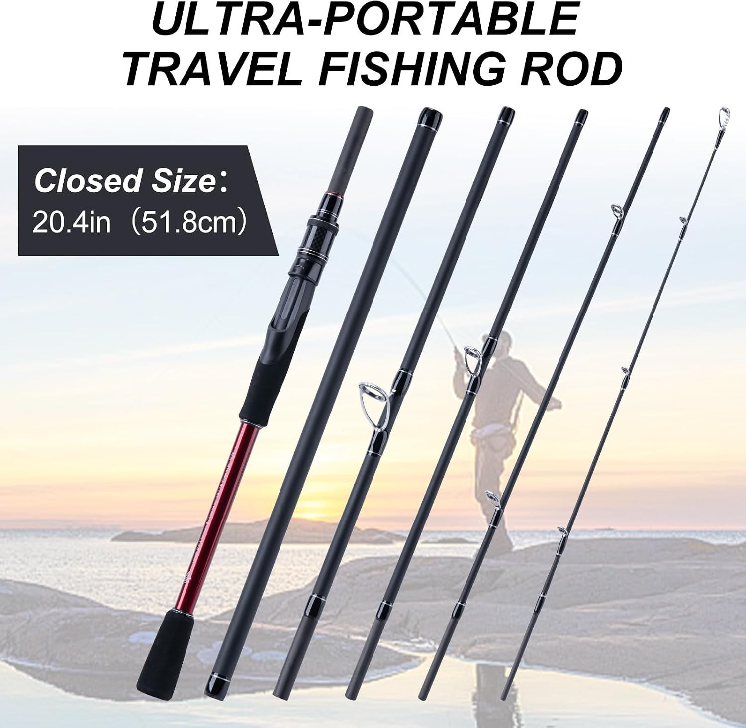 Travel Fishing Rod – Spinning Fishing Rods – Portable 5/6 Sections Adjustable…