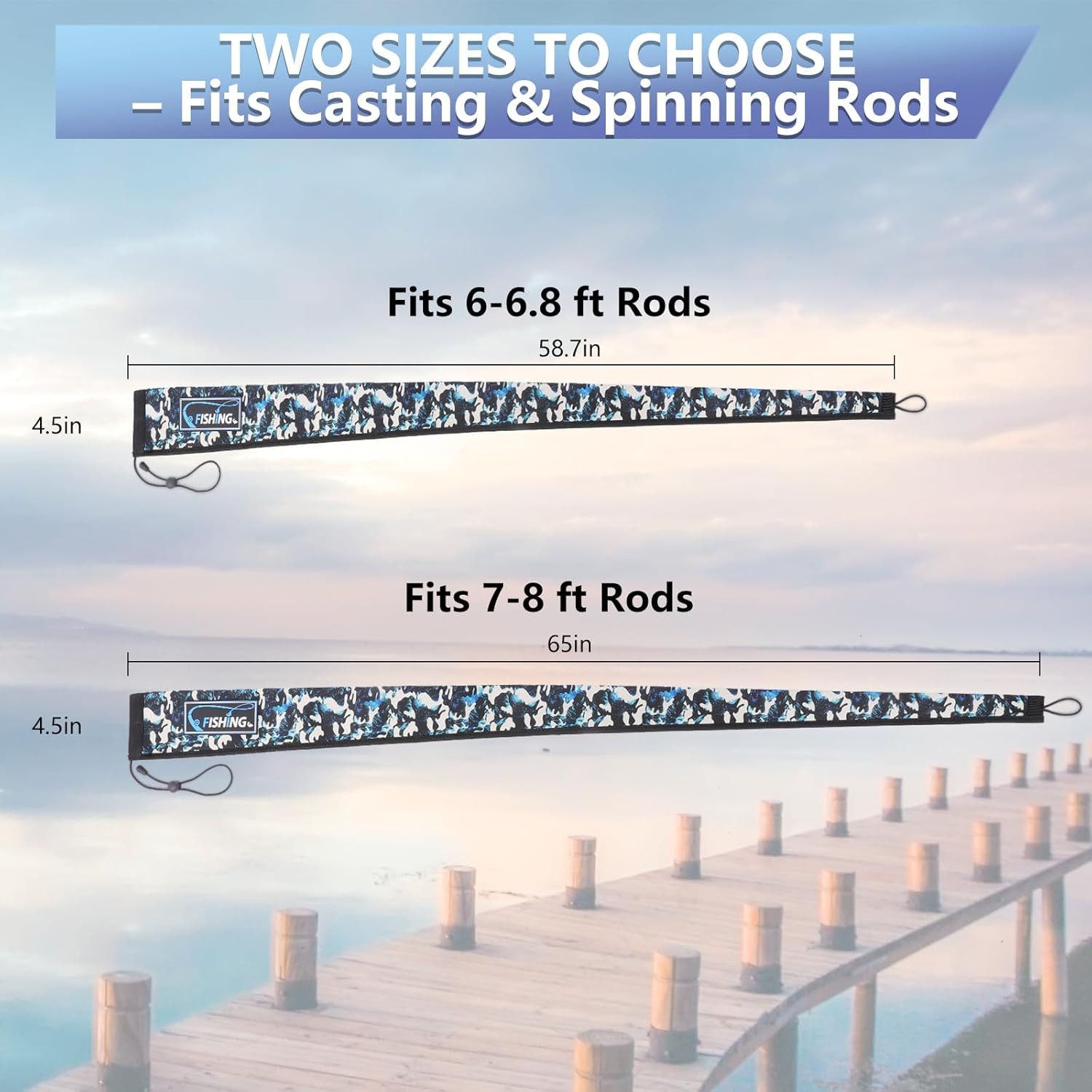 2Pcs Neoprene Fishing Rod Sleeve for Casting, Trolling, Spinning Rods – Li