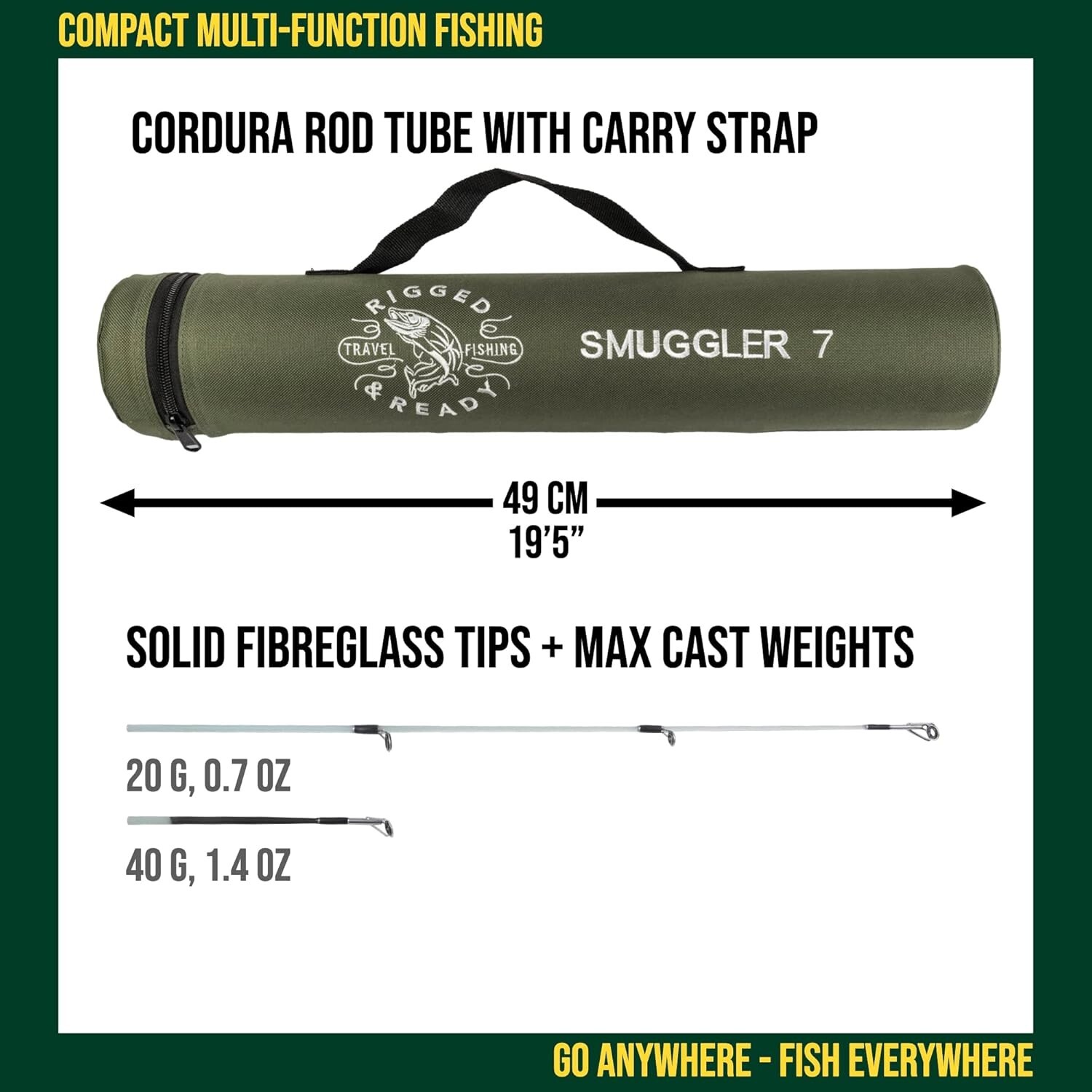 Travel-Friendly Fishing Rod, 8.5′ Compact with 2 Tips for Diverse Fishing Styles
