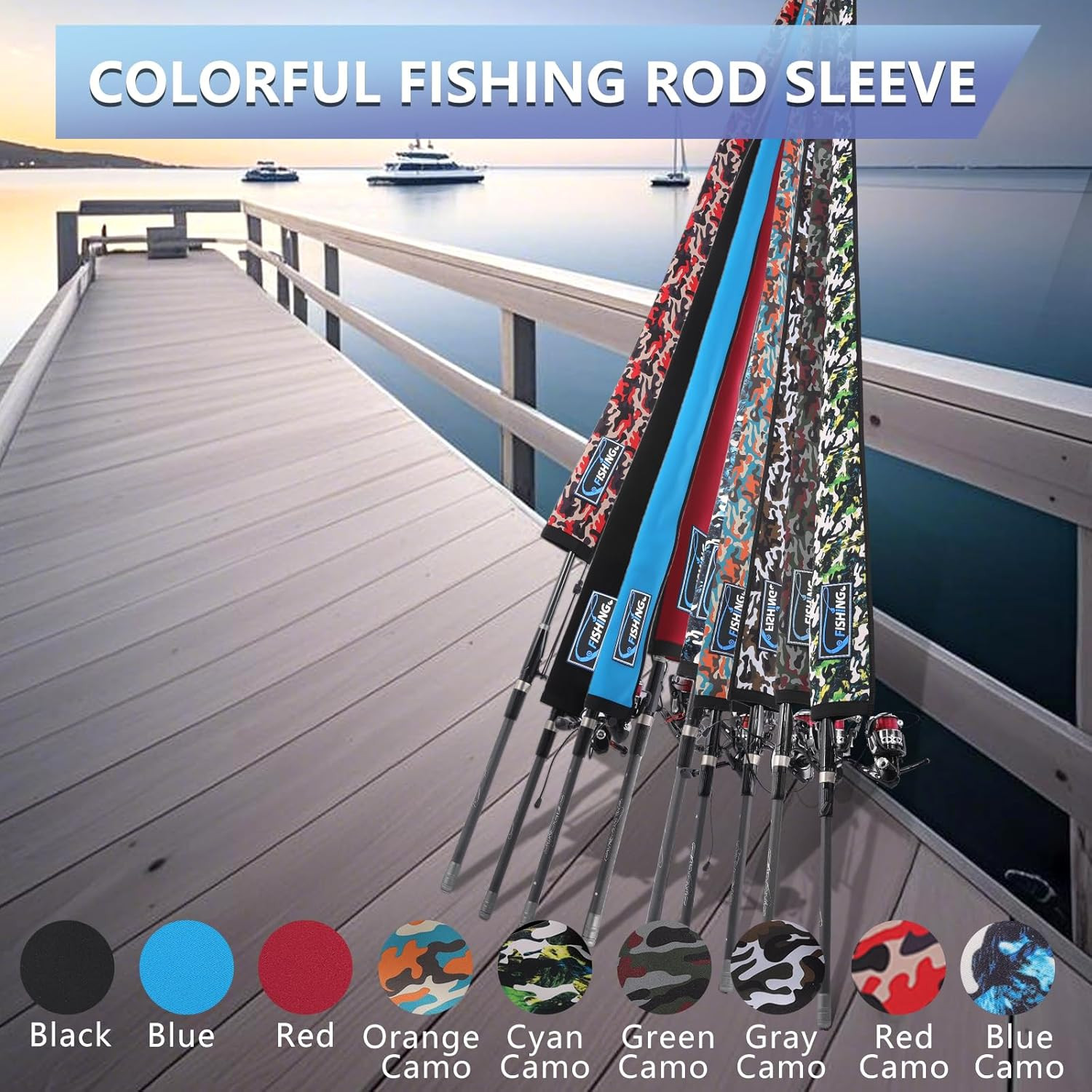 2Pcs Neoprene Fishing Rod Sleeve for Casting, Trolling, Spinning Rods – Li