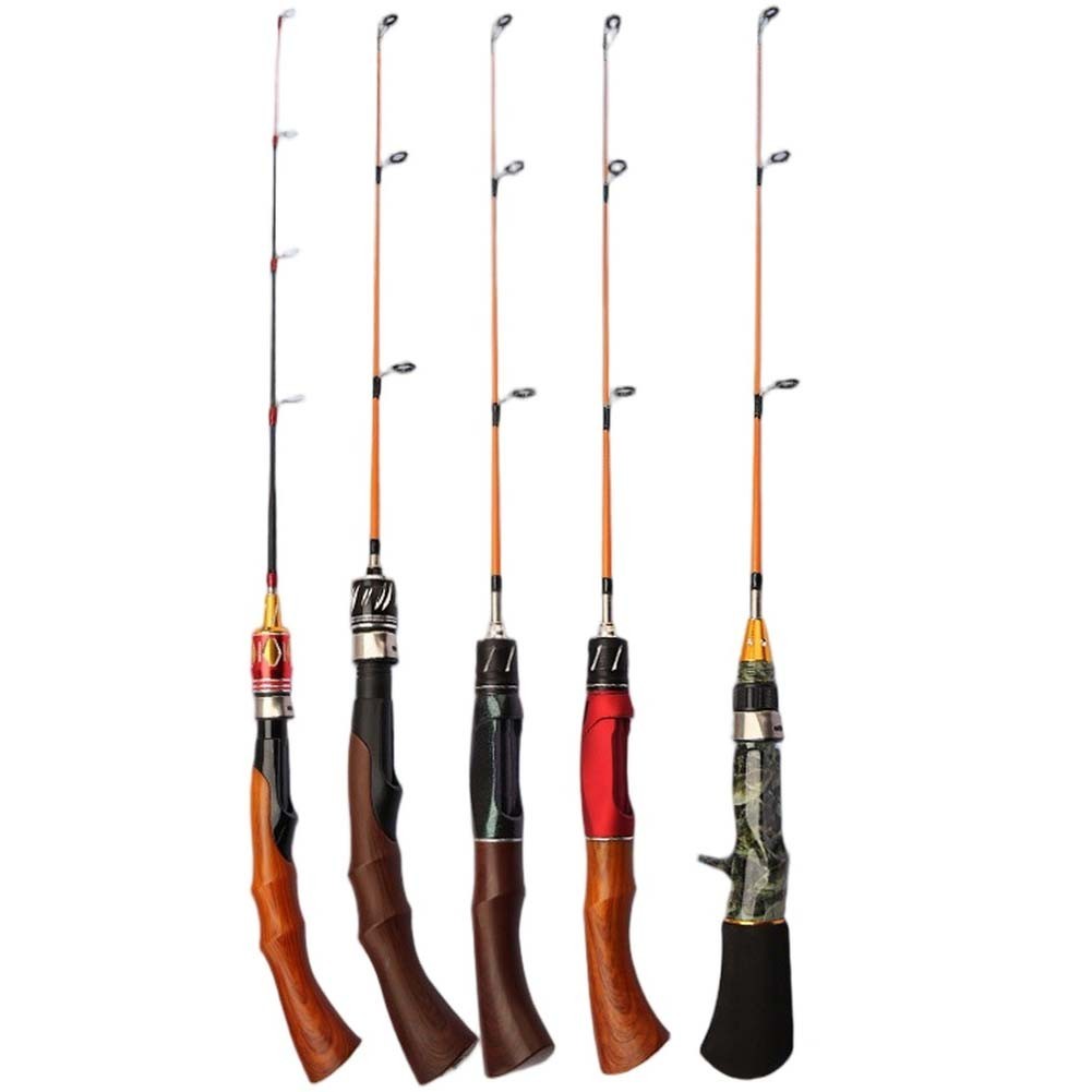 Solid Ice Fishing Rod Two Sections 50 60 70cm Fiberglass Fishing Pole