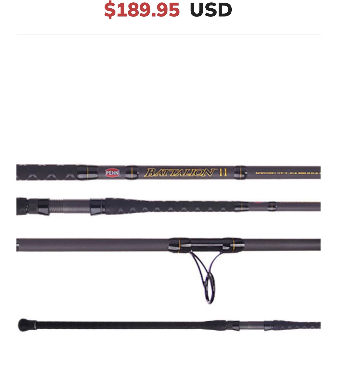 Penn BATSFII2040C12 Battalion II Surf Rod 12′ 2pc Heavy Moderate